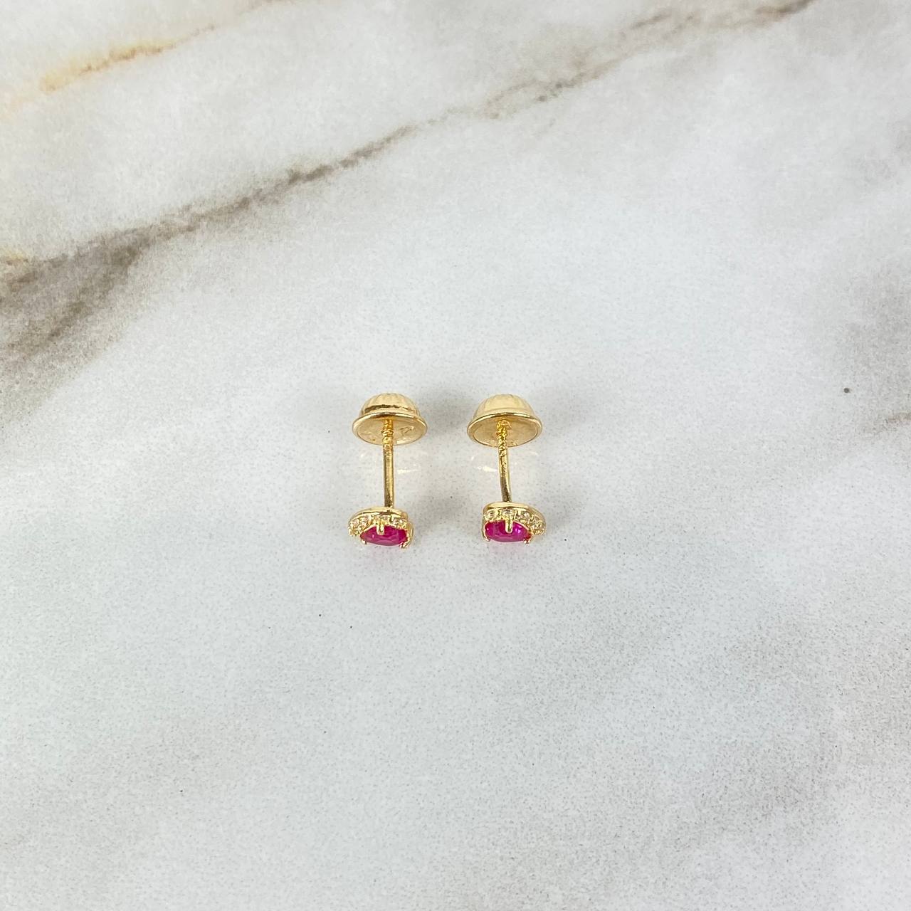 Topos Corazon Circon 0.75gr / Fucsia Circones Blancos Oro Amarillo ©