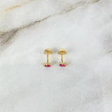 Topos Corazon Circon 0.75gr / Fucsia Circones Blancos Oro Amarillo ©