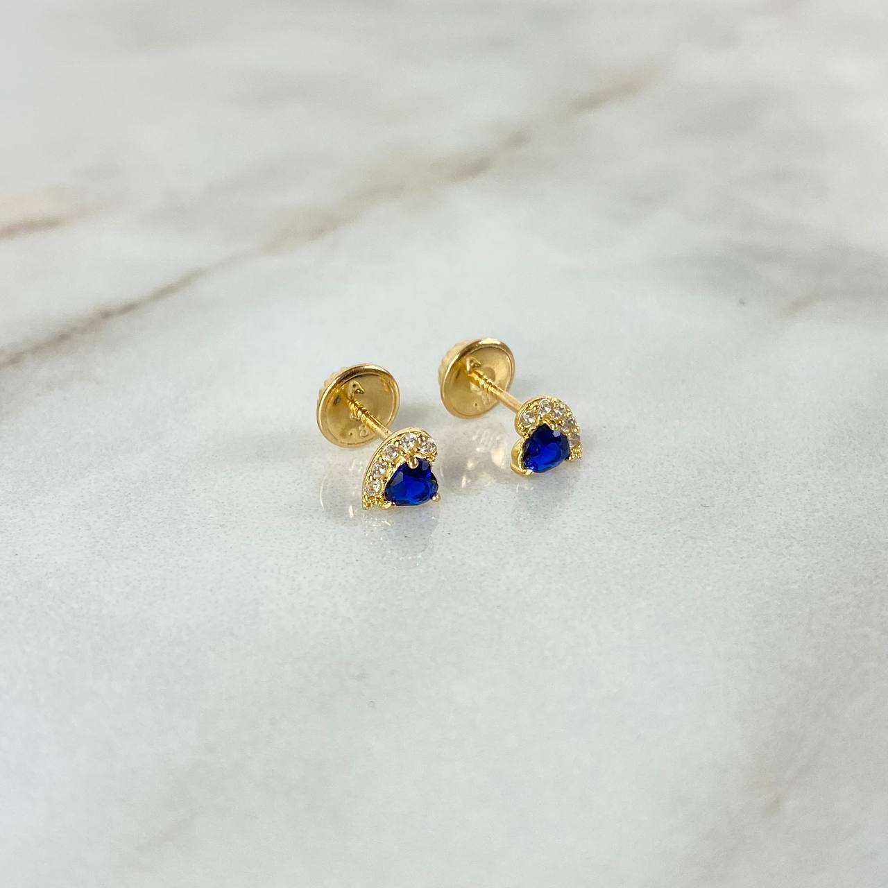 Topos Corazon Circon 0.75gr / Azul Circones Blancos  Oro Amarillo ©