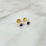 Topos Corazon Circon 0.75gr / Azul Circones Blancos  Oro Amarillo ©