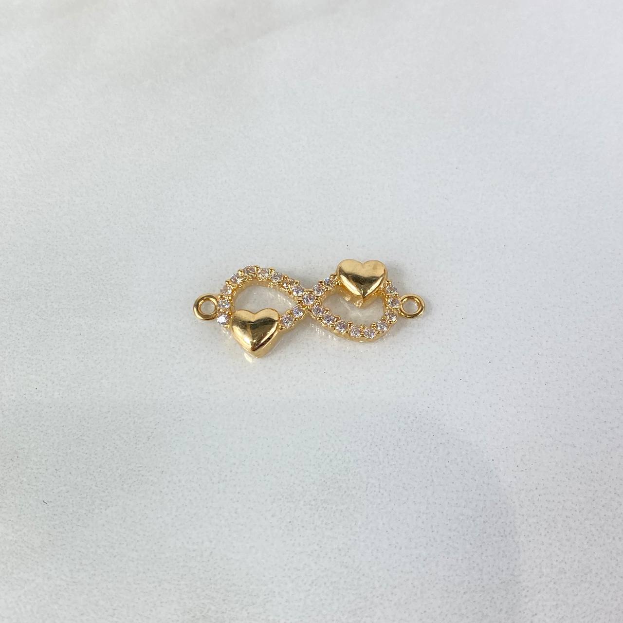 Herraje Infinito Corazones 1.9gr / 2.5cm / Circones Blancos Oro Amarillo ©
