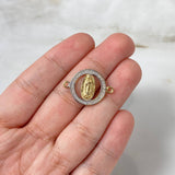 Herraje Virgen de Guadalupe 1.85gr / 2.2cm / Circones Blancos Dos Oros Amarillo Blanco ©