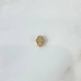 Herraje Mano Hamsa 0.95gr / 0.9cm / Circones Blancos Oro Amarillo ©