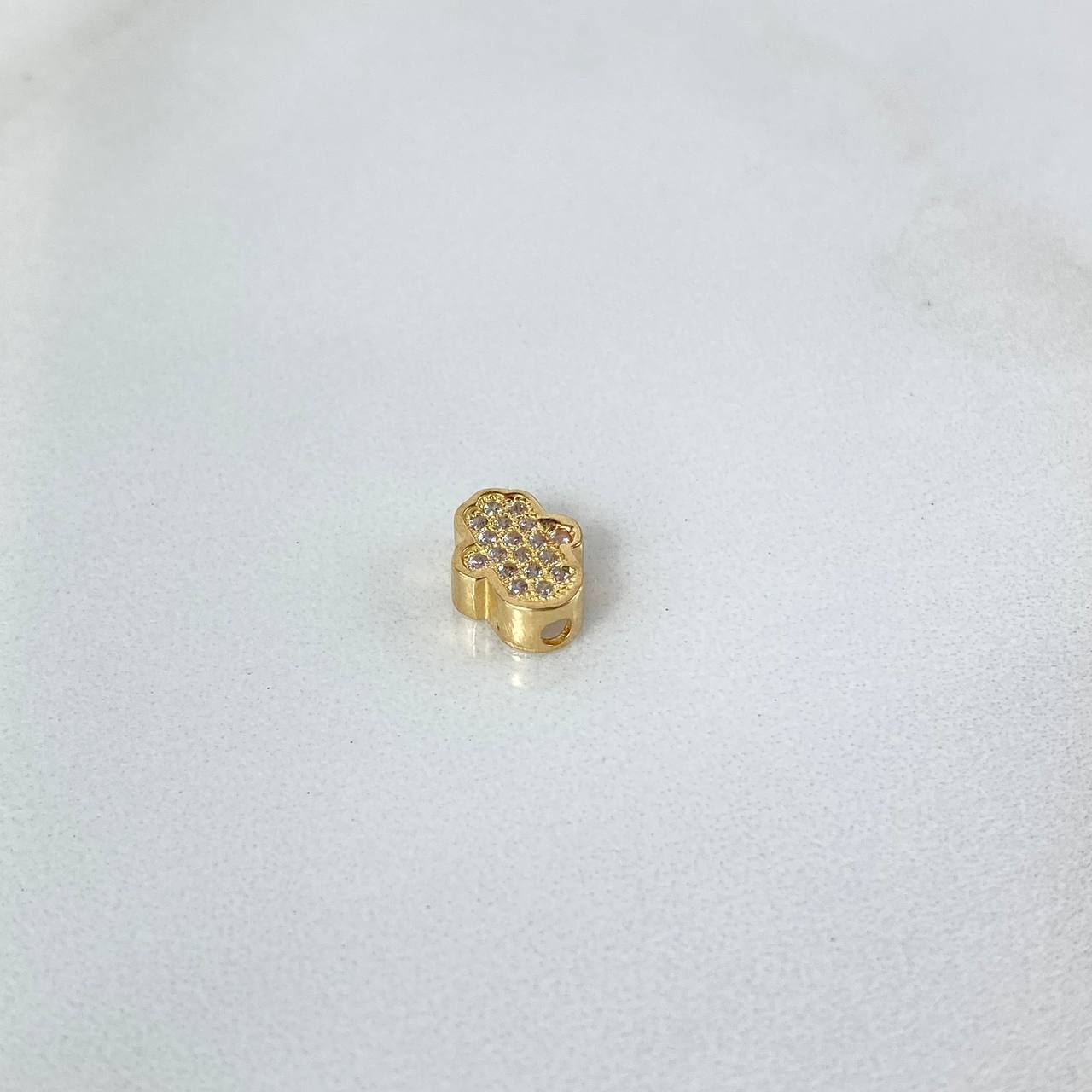 Herraje Mano Hamsa 0.95gr / 0.9cm / Circones Blancos Oro Amarillo ©