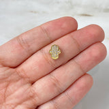 Herraje Mano Hamsa 0.95gr / 0.9cm / Circones Blancos Oro Amarillo ©