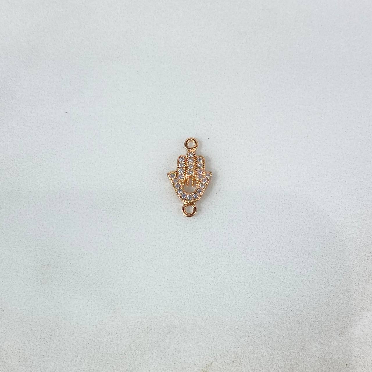 Herraje Mano Hamsa 0.65gr / 1.5cm / Circones Blancos Oro Blanco ©