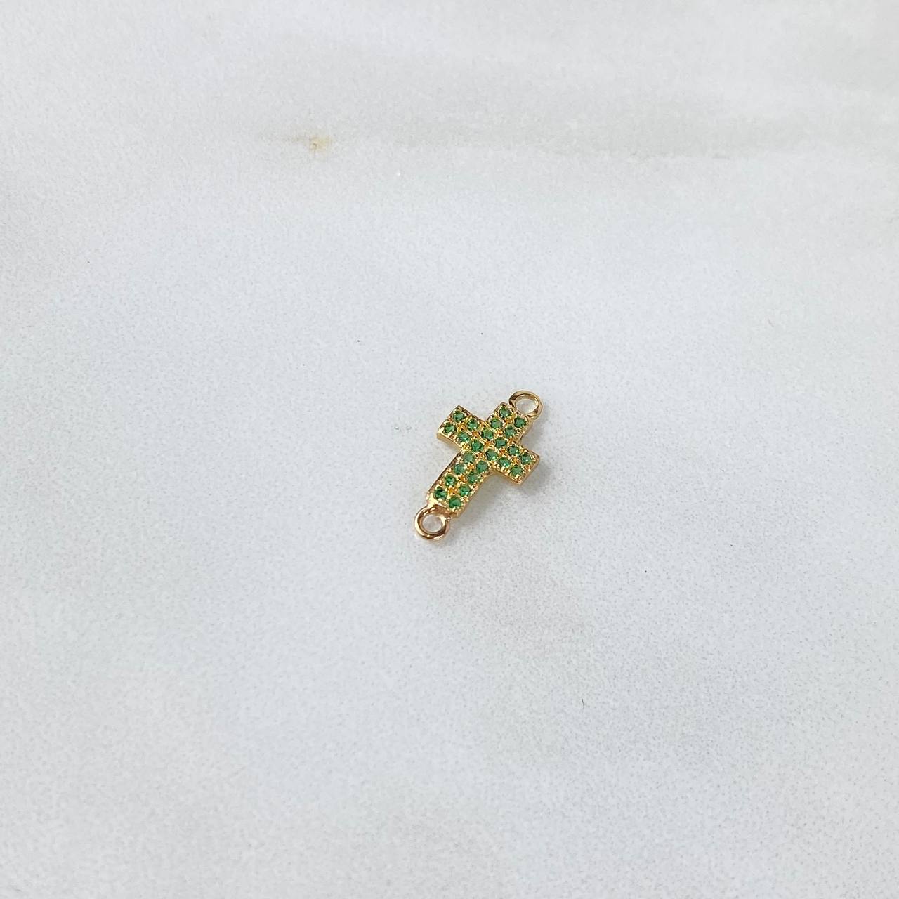Herraje Cruz 0.55gr / 1.6cm / Circones Verdes Oro Amarillo ©