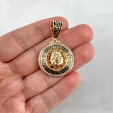 Dije Medalla Leon Tribal 10.35gr / 3.6cm / Circones Blancos Oro Amarillo ©