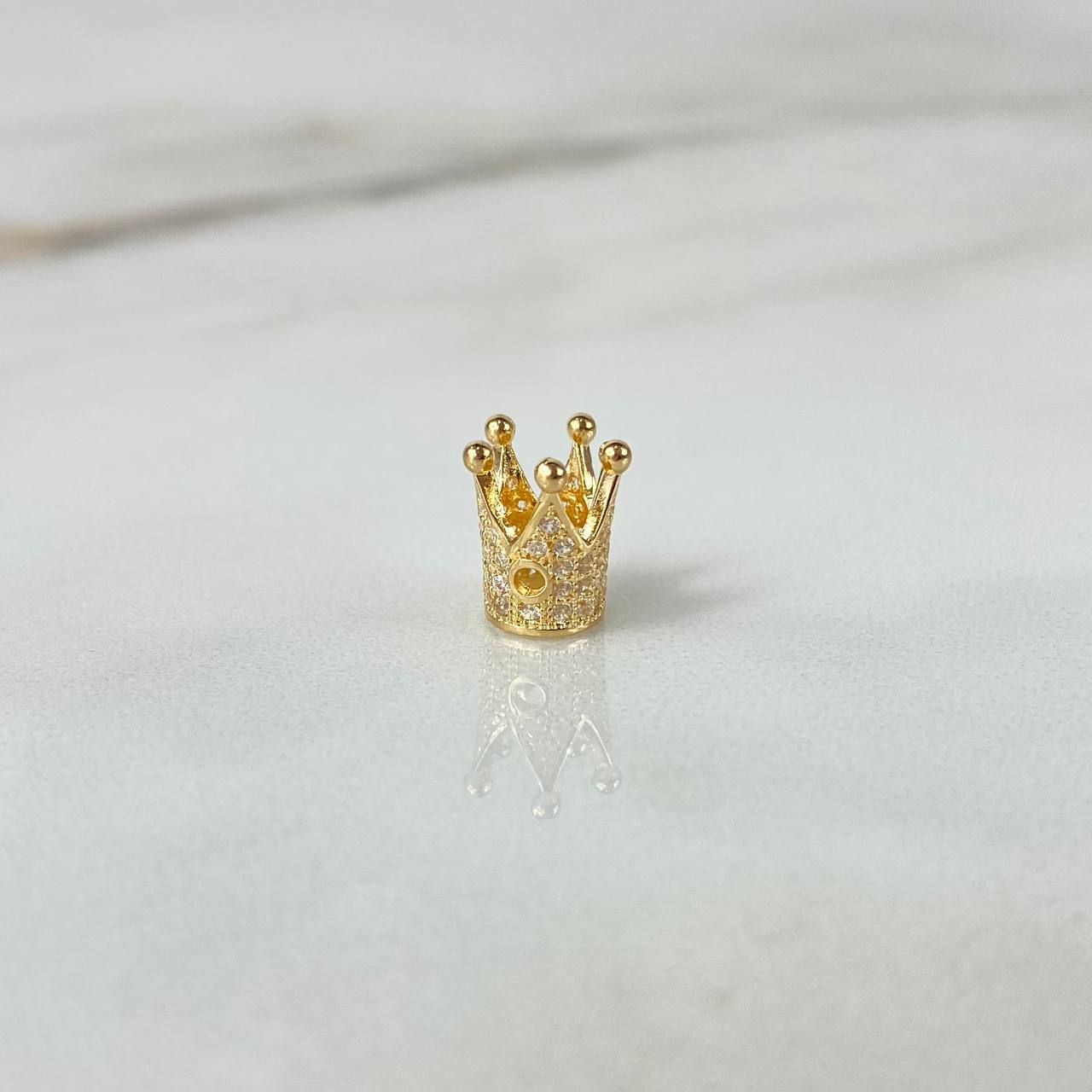 Herraje Corona 1.3gr / 1cm / Circones Blancos Oro Amarillo ©