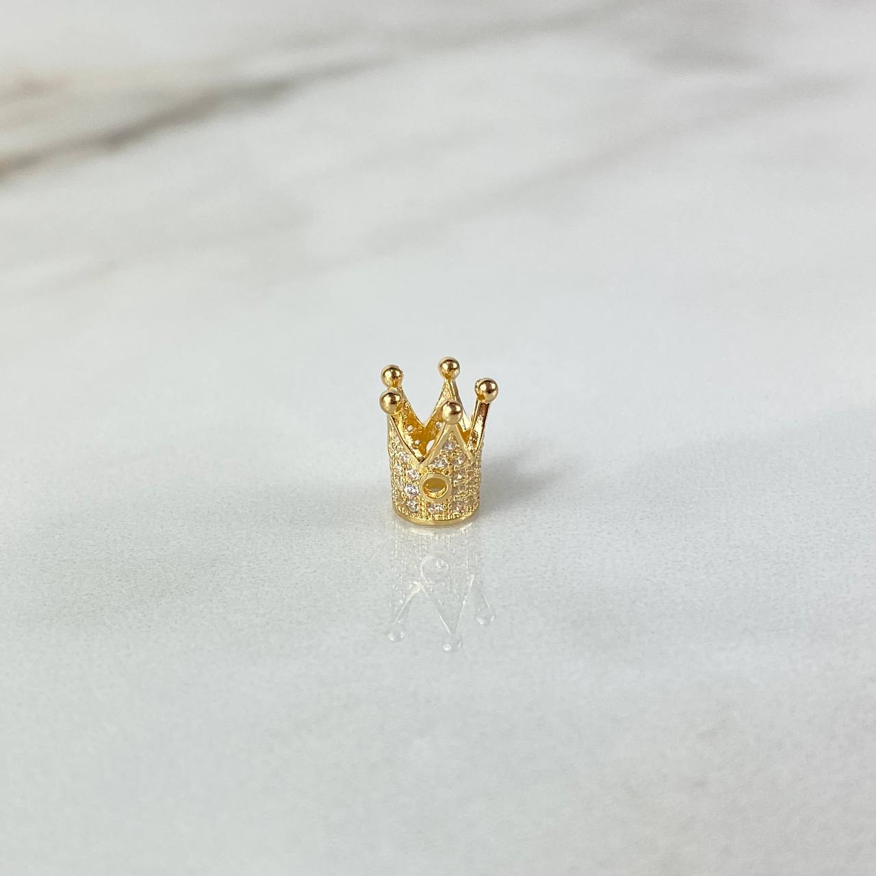 Herraje Corona 1.3gr / 1cm / Circones Blancos Oro Amarillo ©