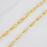 Cadena Rustica Barril Rayado 14.5g / 60cm / 3.6mm Oro Amarillo 18K
