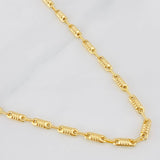 Cadena Rustica Barril Rayado 14.5g / 60cm / 3.6mm Oro Amarillo 18K