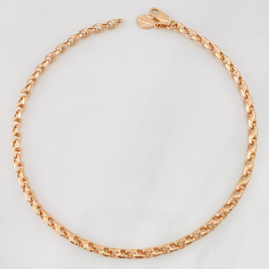 Tobillera Rustico Espiga 12.2g / 26cm / 3.33mm Oro Rosa 18K