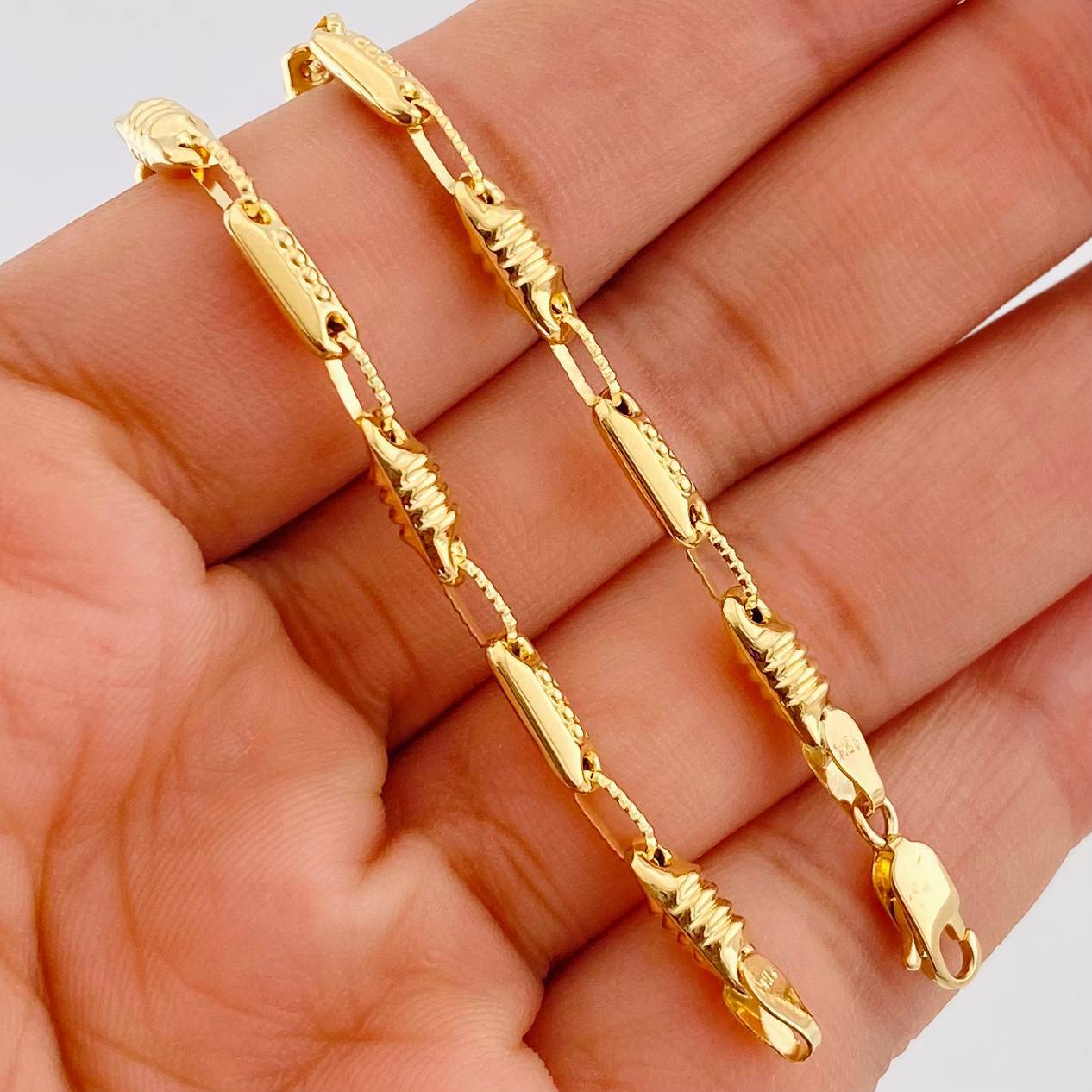 Pulso Rustico Barril Rayado 5.35g / 22cm / 3.92mm Oro Amarillo 18K