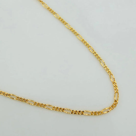 Cadena Figaro Diamantada 1.15 g / 45.3 cm / 0.5 mm Oro Amarillo 18K