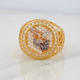 Anillo Sello San Miguel Arcangel 7.65g / T10 1/2 Tres Oros 18K