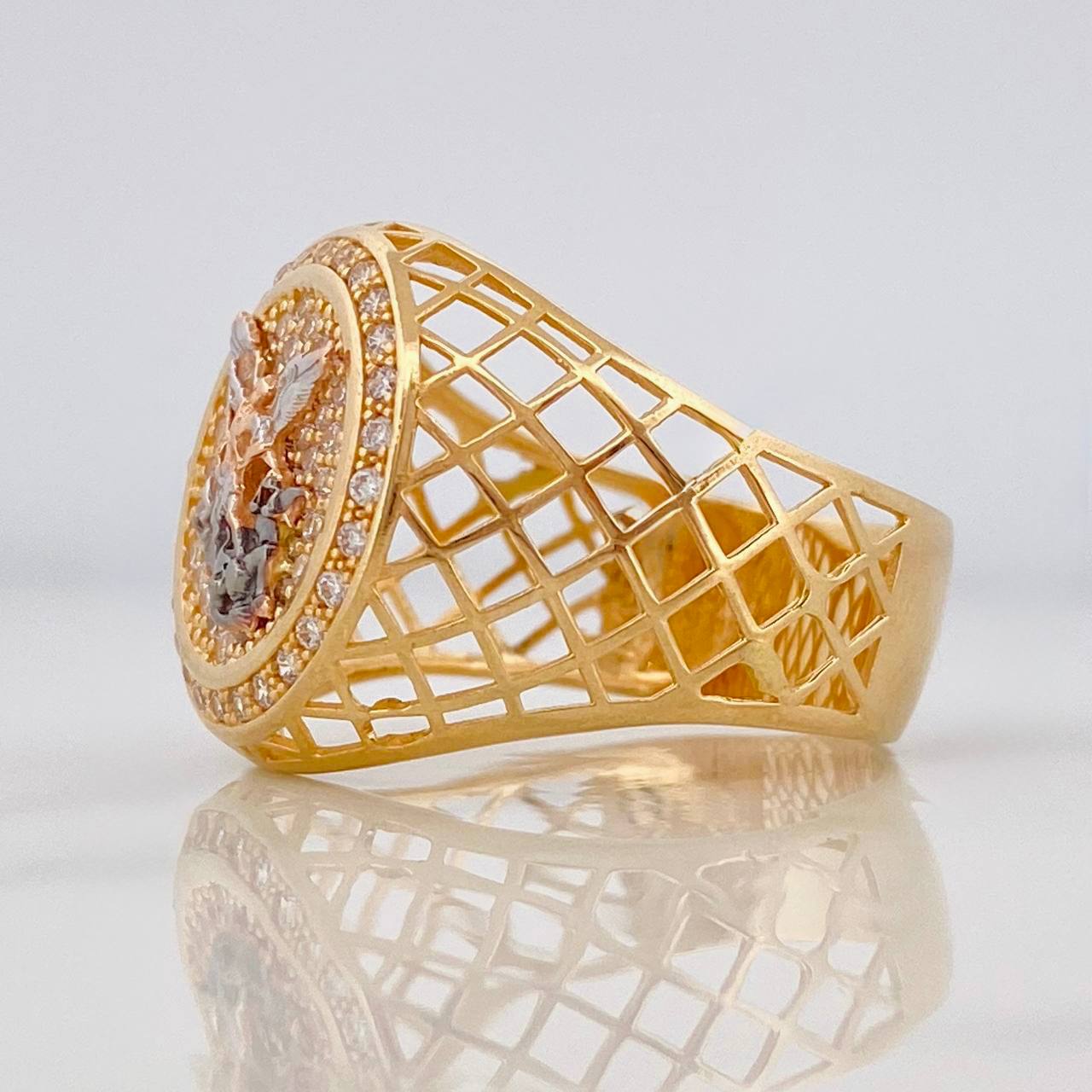 Anillo Sello San Miguel Arcangel 7.65g / T10 1/2 Tres Oros 18K