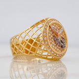 Anillo Sello San Miguel Arcangel 7.65g / T10 1/2 Tres Oros 18K