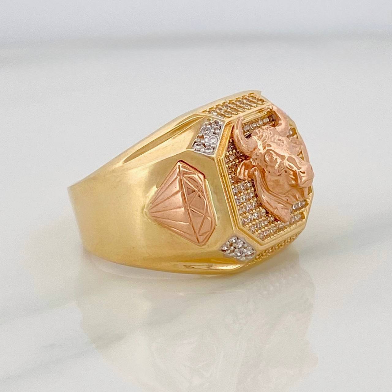 Anillo Sello Toro 14.05g / T11 1/2 Tres Oros 18K