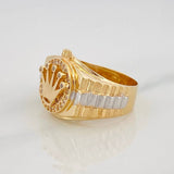 Anillo Correa Corona 7.4g / T7 Dos Oros Amarillo Blanco 18K