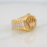 Anillo Correa Corona 7.4g / T7 Dos Oros Amarillo Blanco 18K