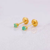 Topos Cuatro Garras Esmeraldas 17pts 0.7g / 2.5mm Oro Amarillo 18K