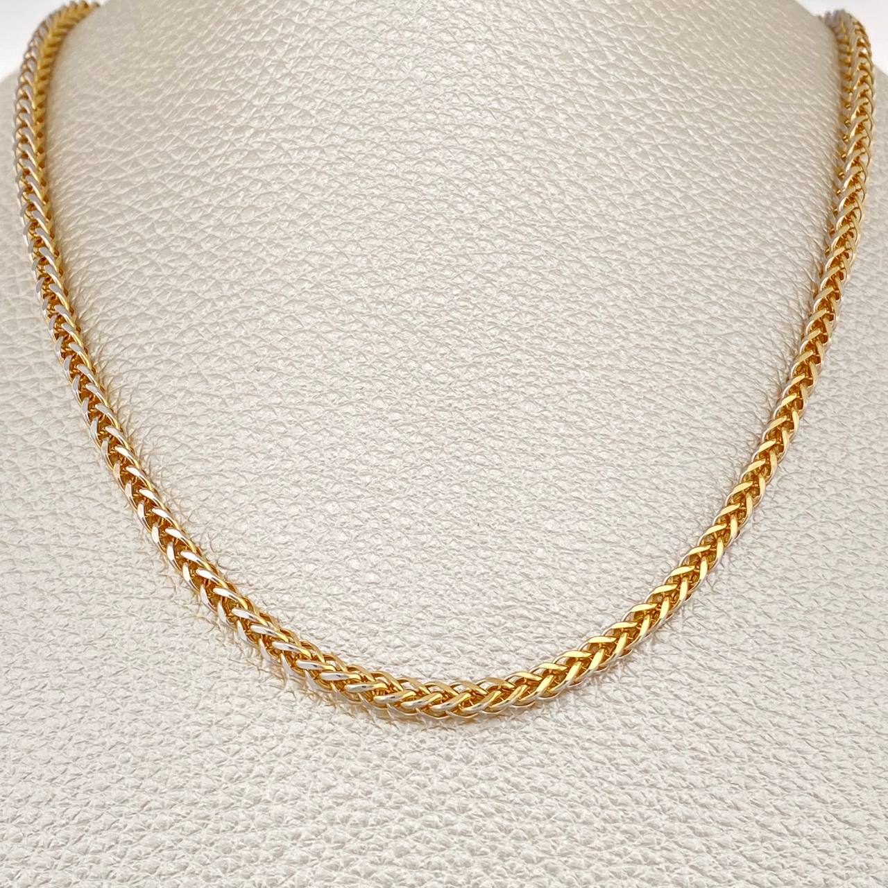 Cadena Franco 10.65gr / 64.9cm / Dos Oros Amarillo Blanco +3 18K +