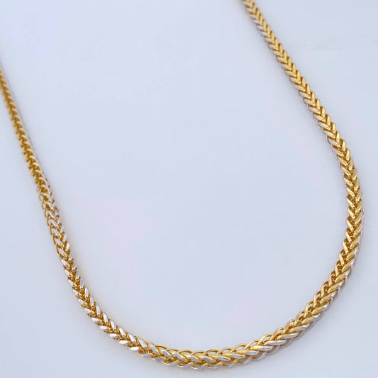Cadena Franco 10.65gr / 64.9cm / Dos Oros Amarillo Blanco +3 18K +