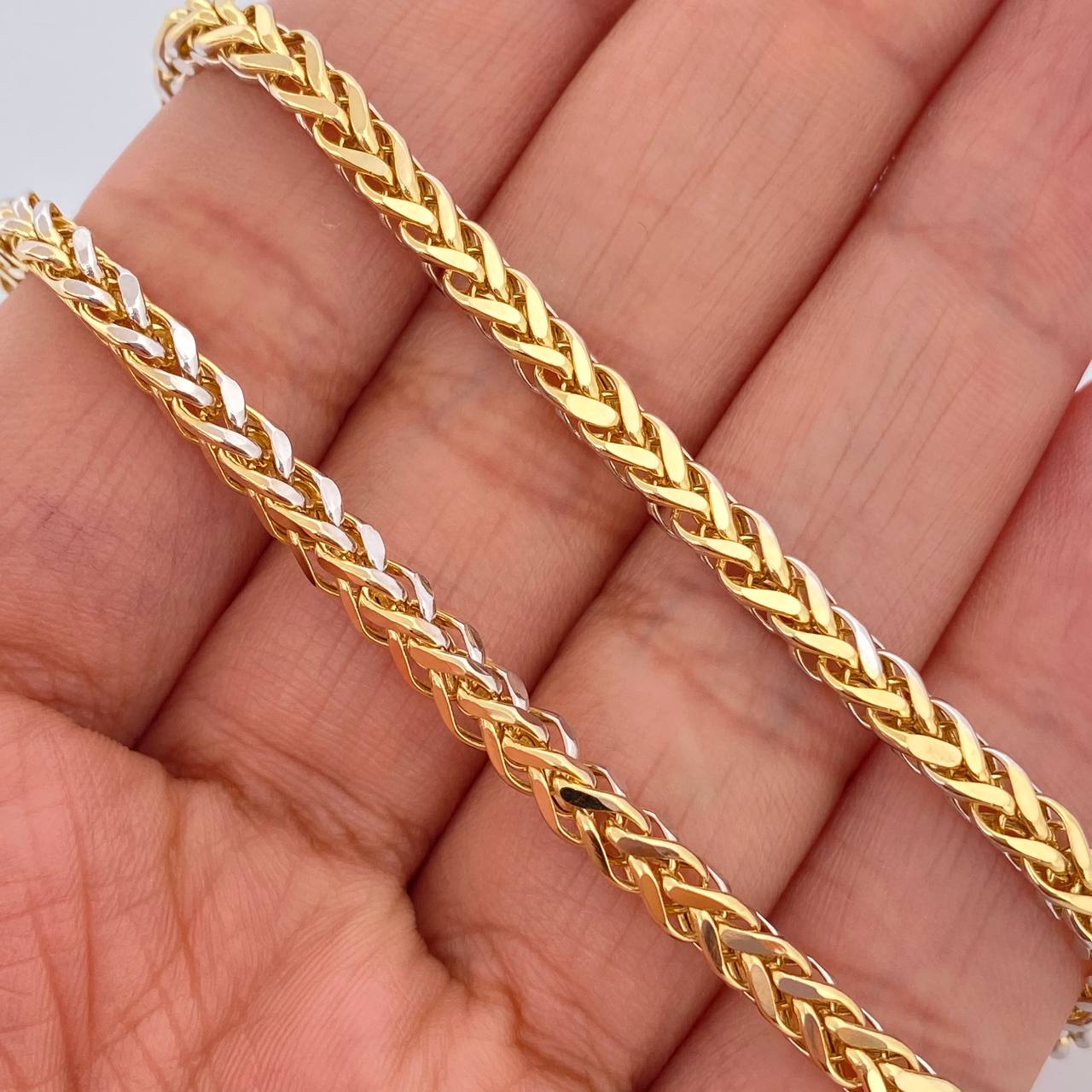Cadena Franco 18.9gr / 65.2cm / Dos Oros Amarillo Blanco +3 18K +
