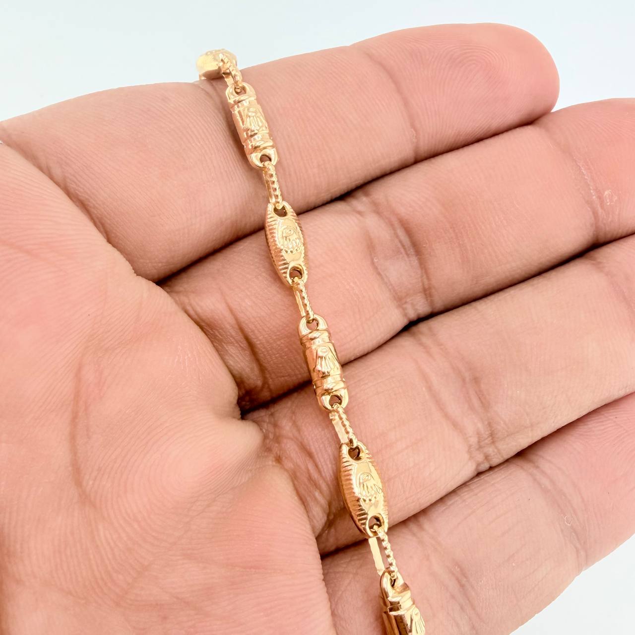 Tobillera Rustica Eslabon Corona 6.15gr / 27cm / 4.75mm Oro Amarillo 18K $