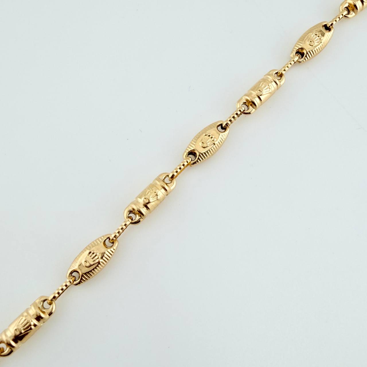 Tobillera Rustica Eslabon Corona 6.15gr / 27cm / 4.75mm Oro Amarillo 18K $