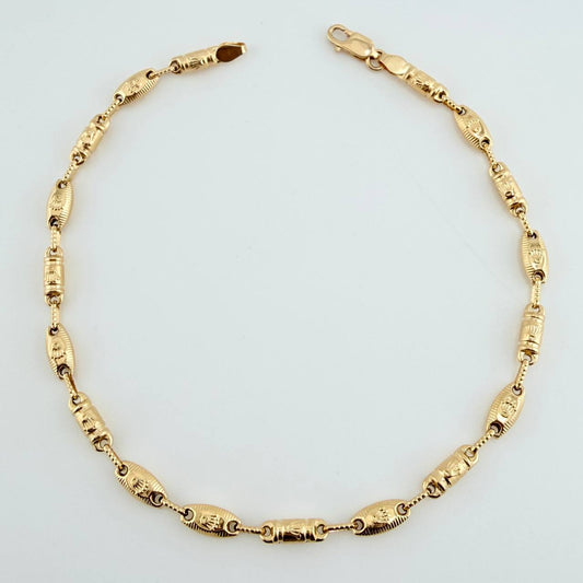 Tobillera Rustica Eslabon Corona 6.15gr / 27cm / 4.75mm Oro Amarillo 18K $