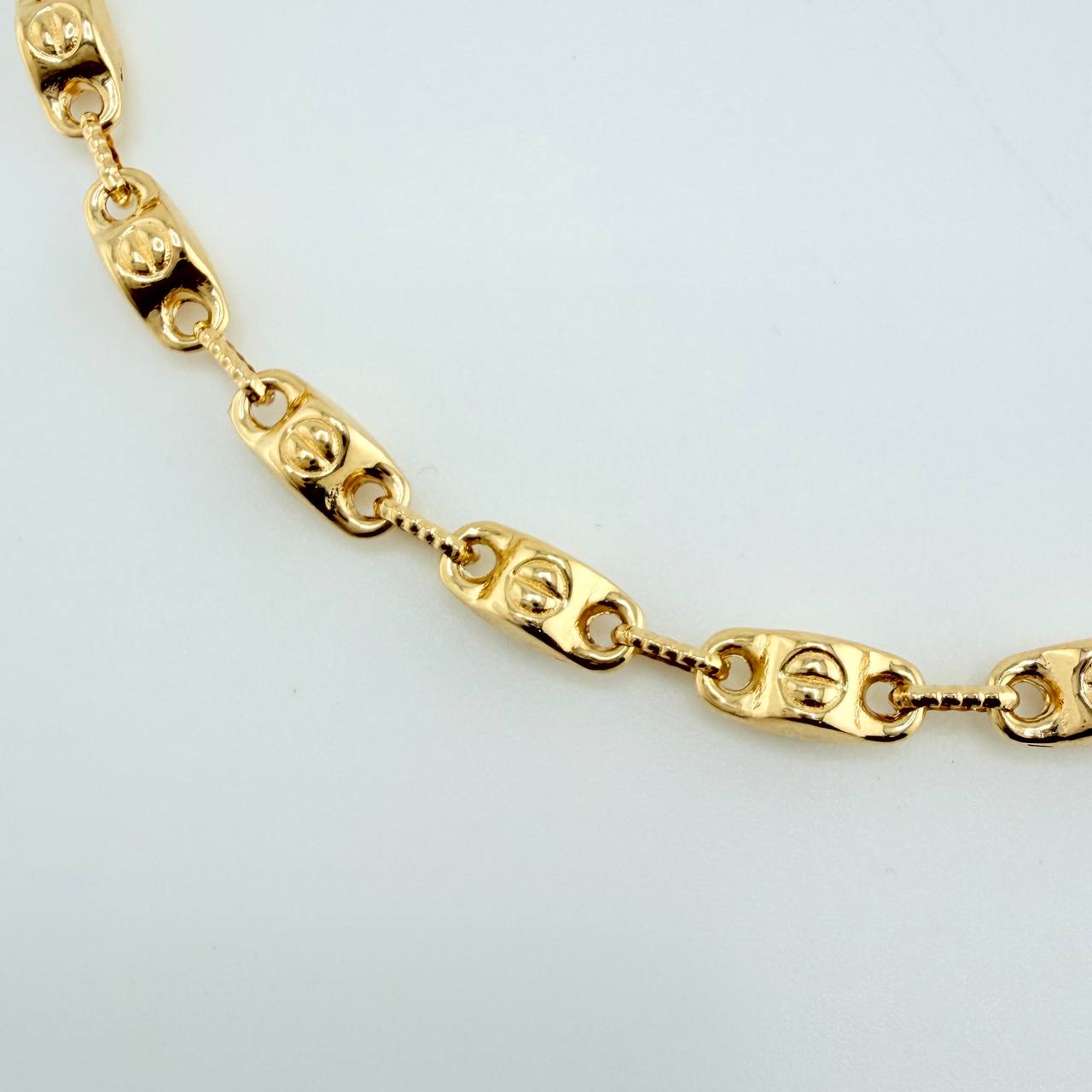 Tobillera Rustica Barril Tornillo 6.25gr / 26cm / 4.6mm Oro Amarillo 18K $