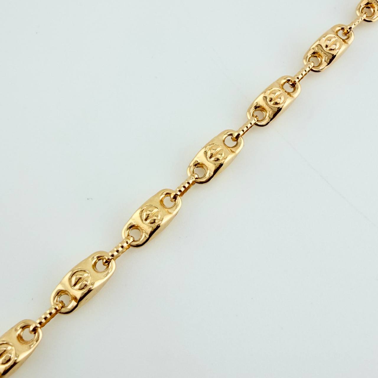 Tobillera Rustica Barril Tornillo 6.25gr / 26cm / 4.6mm Oro Amarillo 18K $