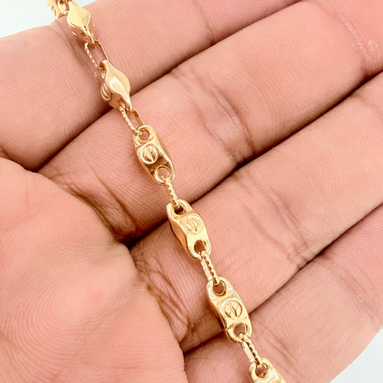 Tobillera Rustica Barril Tornillo 6.25gr / 26cm / 4.6mm Oro Amarillo 18K $