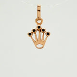 Dije Corona RX 0.4gr / 1.5cm / Circones Negros  Oro Rosa$