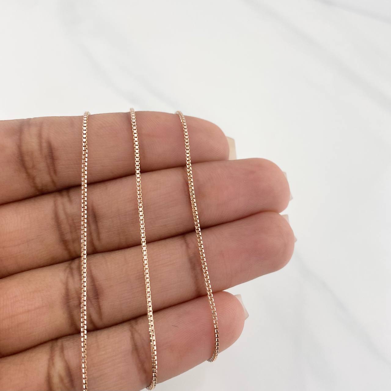 Cadena Veneciana 2.65g / 50.05cm / 0.9mm Dos Oros Blanco Rosa 18K