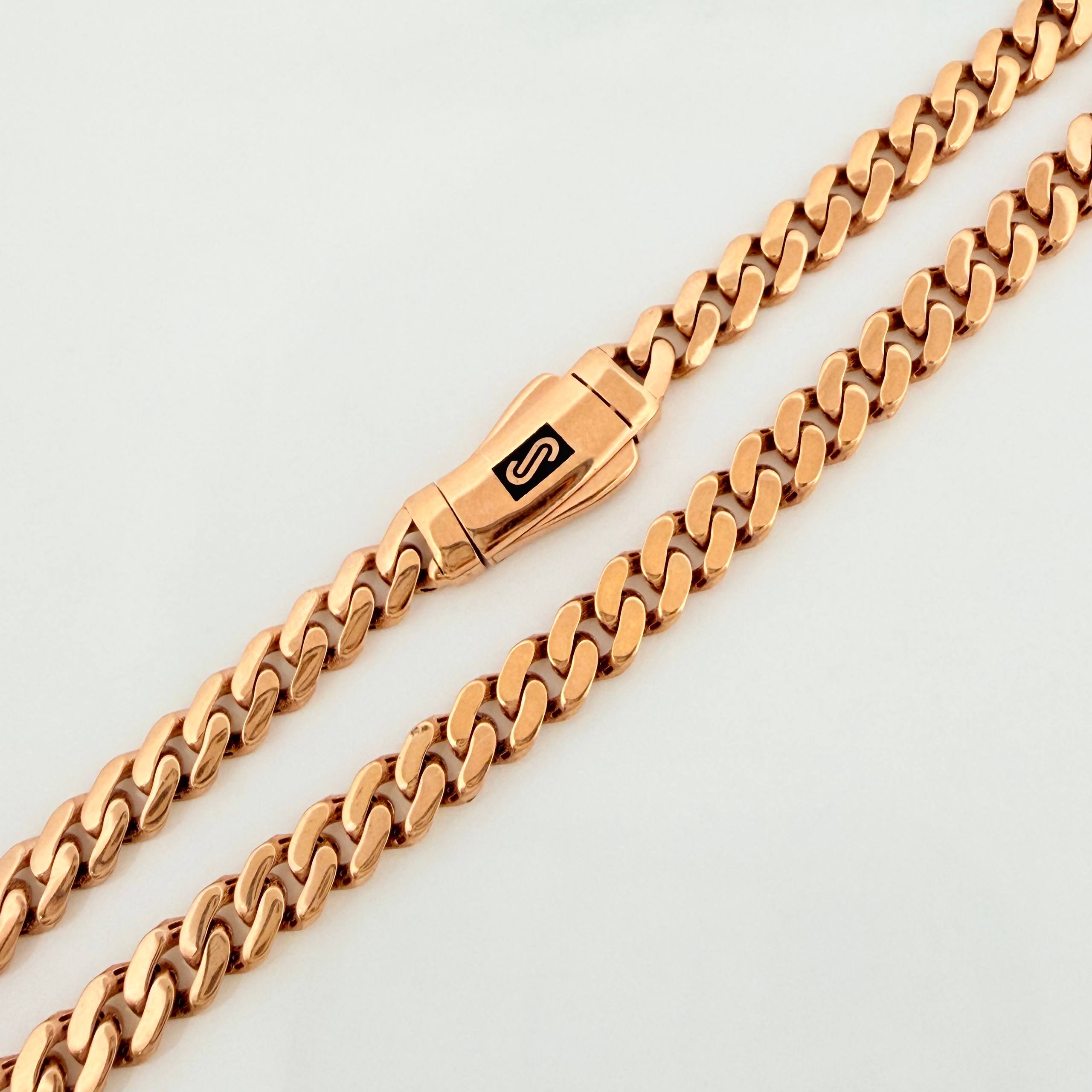 Cadena Cubana 18.85g / 61cm / 4.7mm Oro Rosa 18K