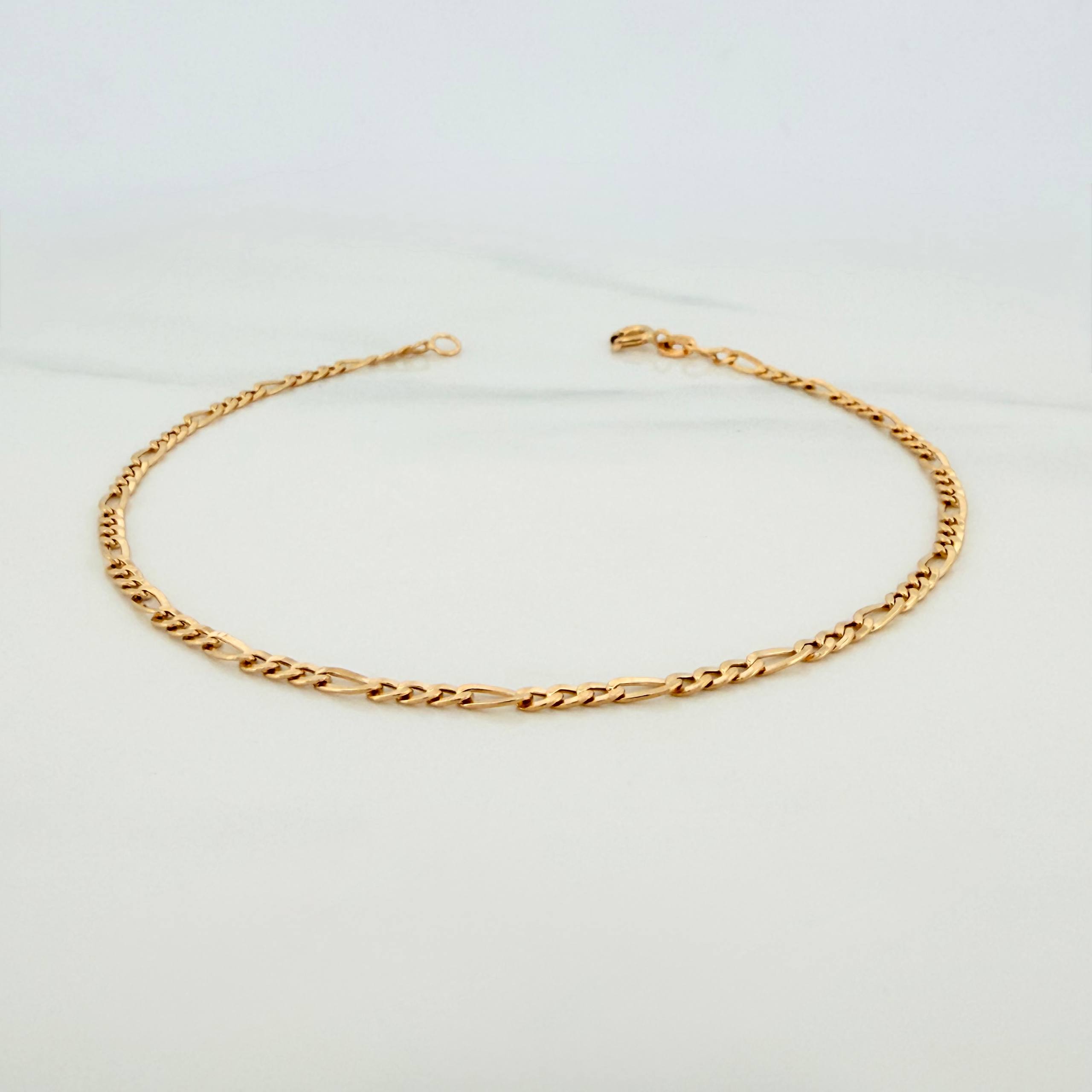 Tobillera Figaro 2.2g / 25cm / 3mm Oro Amarillo 18K