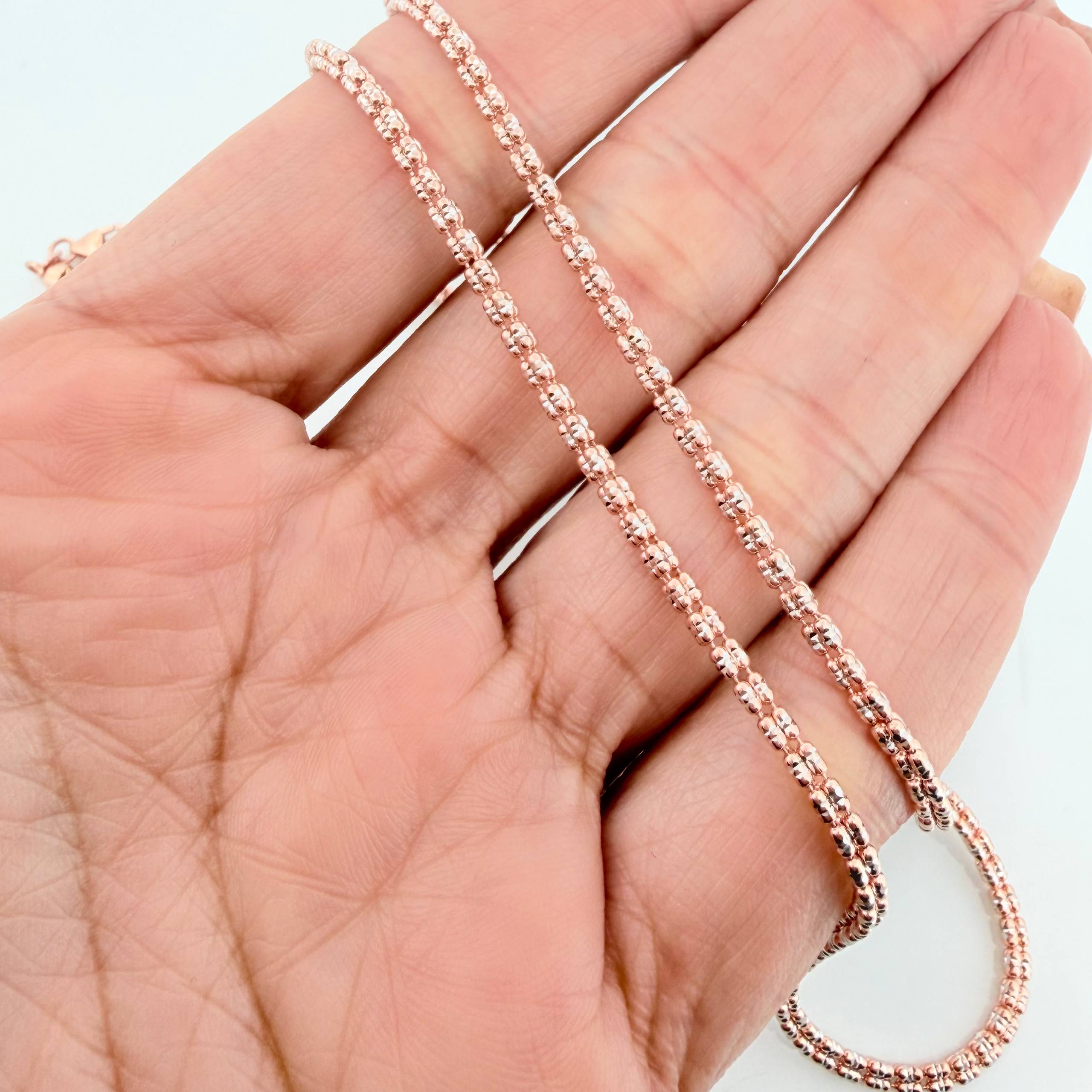 Cadena Ice 10.5g / 50.5cm / 2mm Dos Oros Blanco Rosa 18K