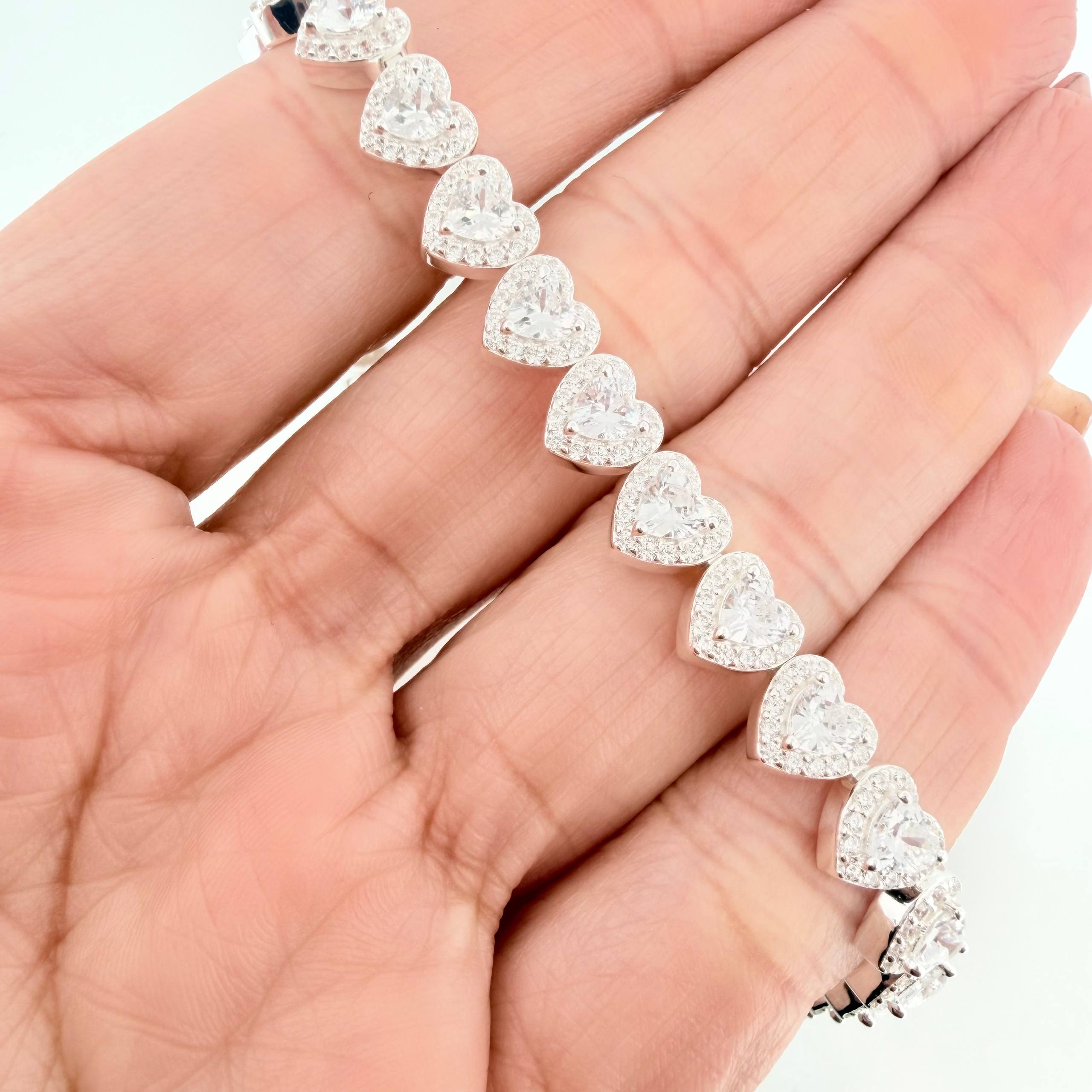 Pulso Corazones Seguidos 17.35g / 18cm / 8mm Plata 925