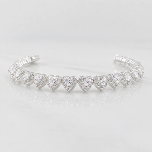 Pulso Corazones Seguidos 17.35g / 18cm / 8mm Plata 925