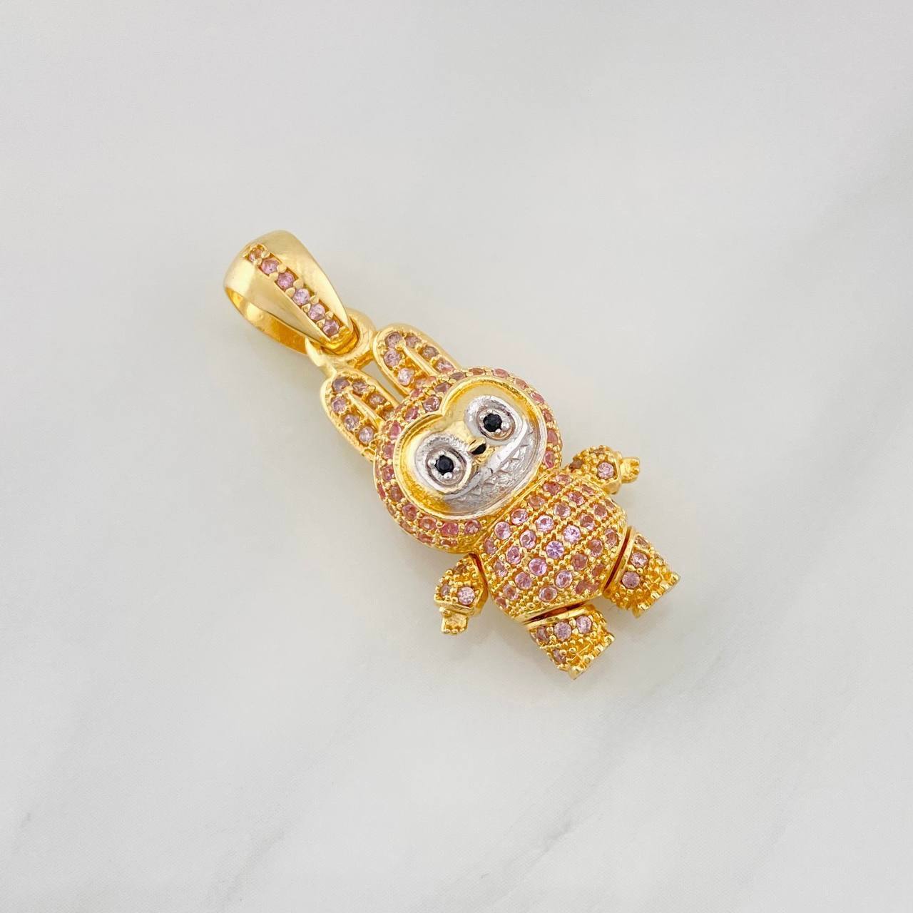 Dije Conejo Sonriente 6.15g / 3.05cm Dos Oros Amarillo Blanco 18K