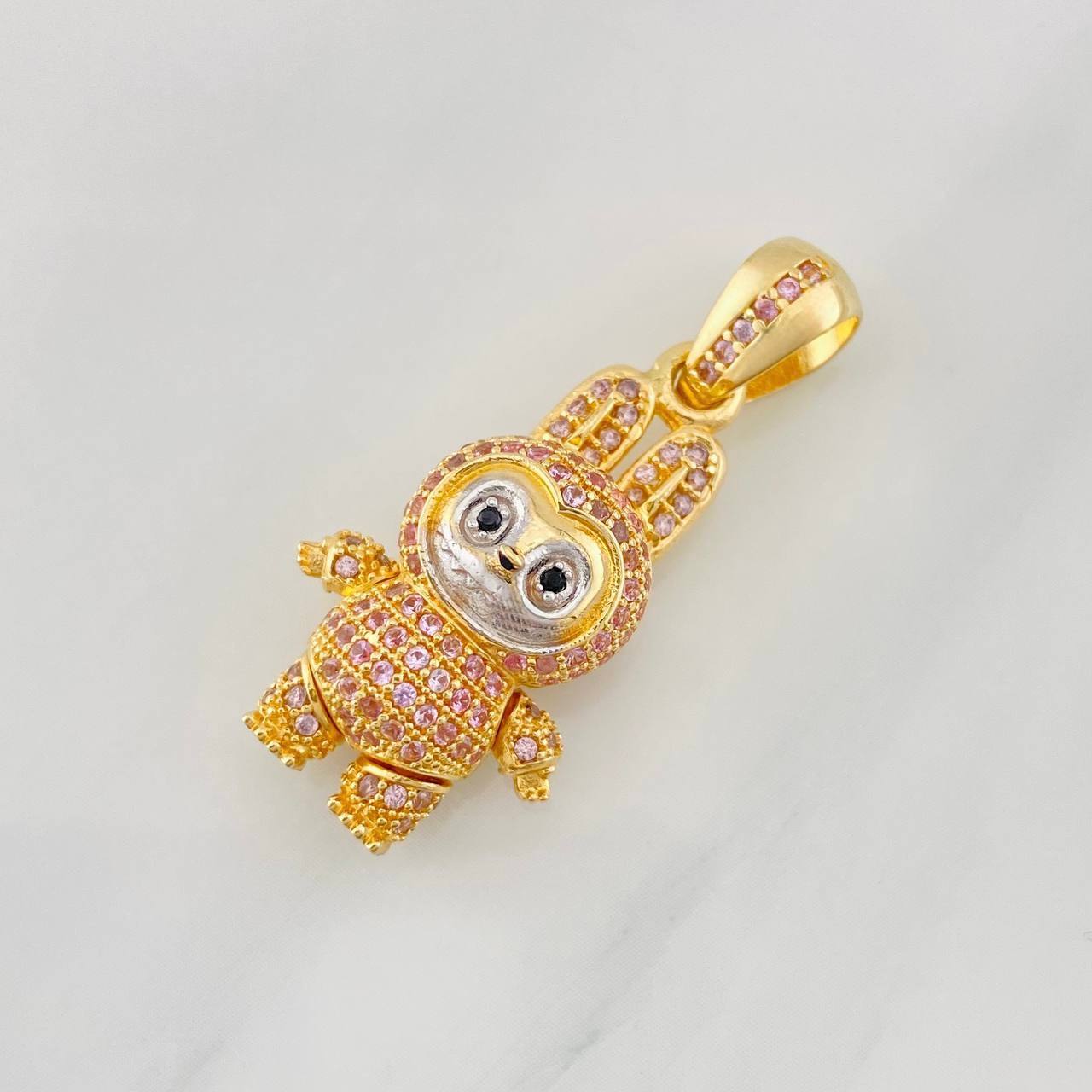 Dije Conejo Sonriente 6.15g / 3.05cm Dos Oros Amarillo Blanco 18K
