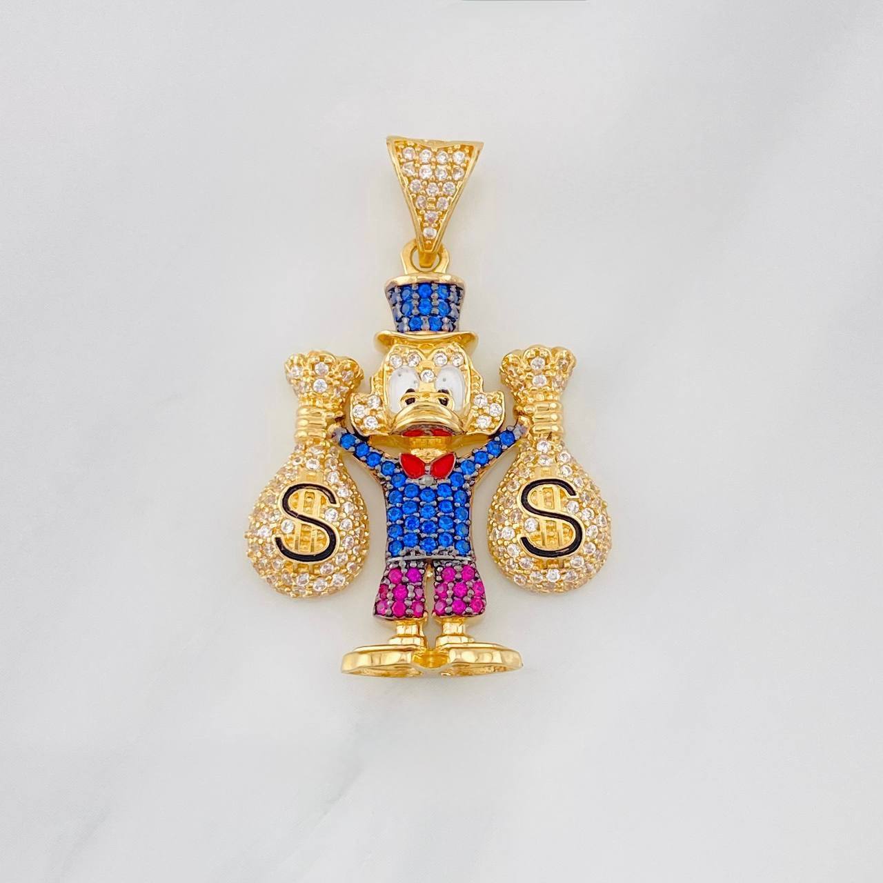 Dije Pato Bolsa Dinero 9.75g / 4cm Dos Oros Negro Amarillo 18K