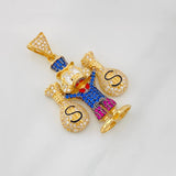 Dije Pato Bolsa Dinero 9.75g / 4cm Dos Oros Negro Amarillo 18K