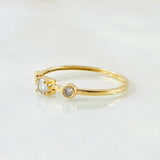 Anillo Solitario Dos Ojos 0.9gr / T6 / Oro Amarillo 18K