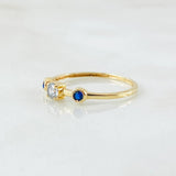 Anillo Solitario Dos Ojos 0.8gr / T5 1/2 / Oro Amarillo 18K *