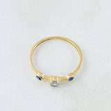 Anillo Solitario Dos Ojos 0.8gr / T5 1/2 / Oro Amarillo 18K *