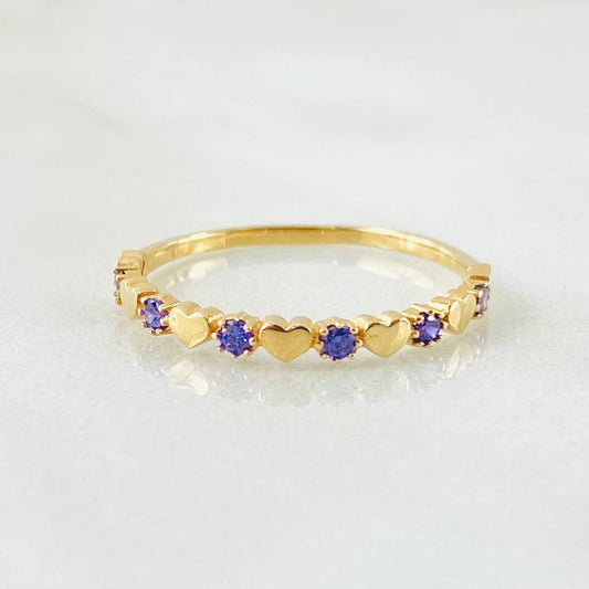 Anillo Corazones Intercalados 1.25gr / T7 1/4 / Oro Amarillo 18K